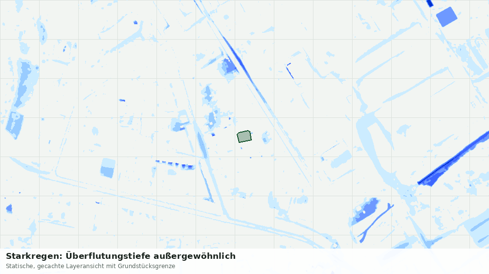 Statische Kartenansicht: Starkregen: Überflutungstiefe außergewöhnlich