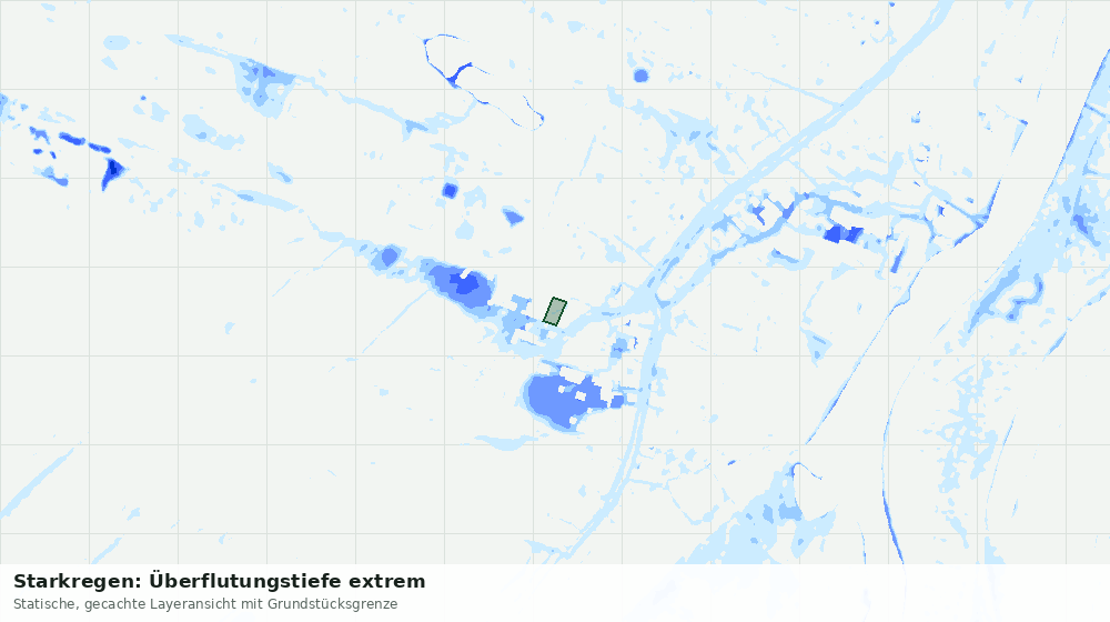 Statische Kartenansicht: Starkregen: Überflutungstiefe extrem