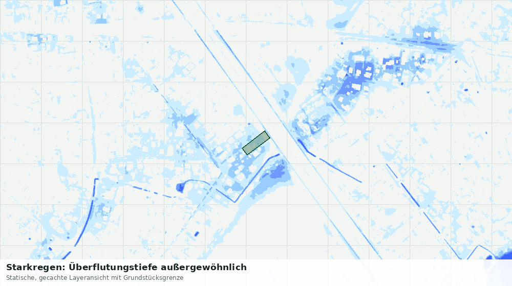 Statische Kartenansicht: Starkregen: Überflutungstiefe außergewöhnlich