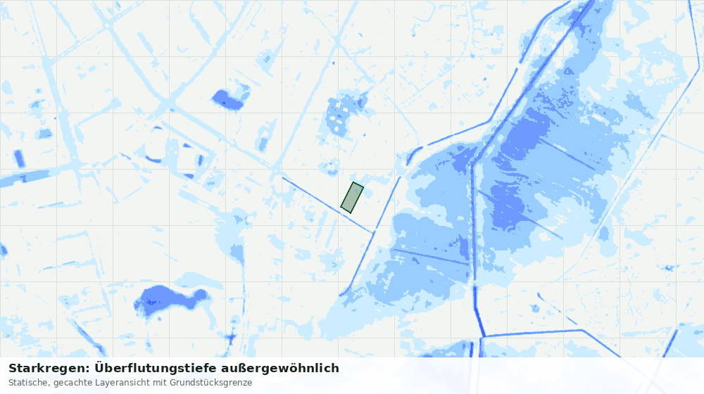 Statische Kartenansicht: Starkregen: Überflutungstiefe außergewöhnlich