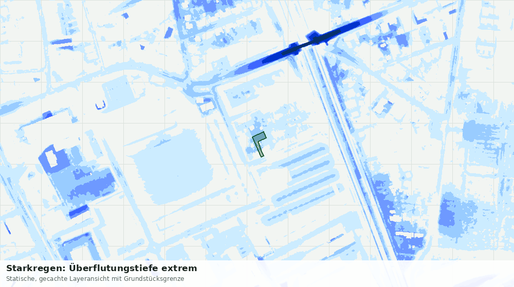 Statische Kartenansicht: Starkregen: Überflutungstiefe extrem