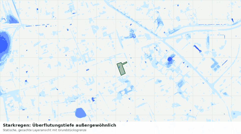 Statische Kartenansicht: Starkregen: Überflutungstiefe außergewöhnlich