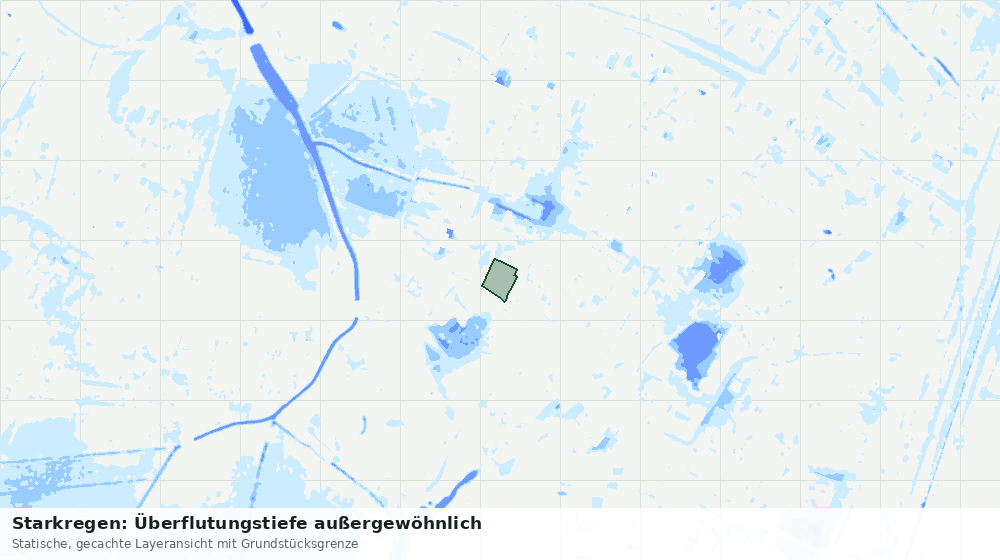 Statische Kartenansicht: Starkregen: Überflutungstiefe außergewöhnlich