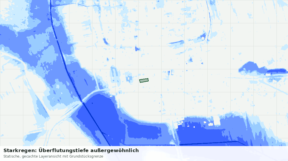 Statische Kartenansicht: Starkregen: Überflutungstiefe außergewöhnlich