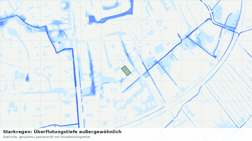 Statische Kartenansicht: Starkregen: Überflutungstiefe außergewöhnlich