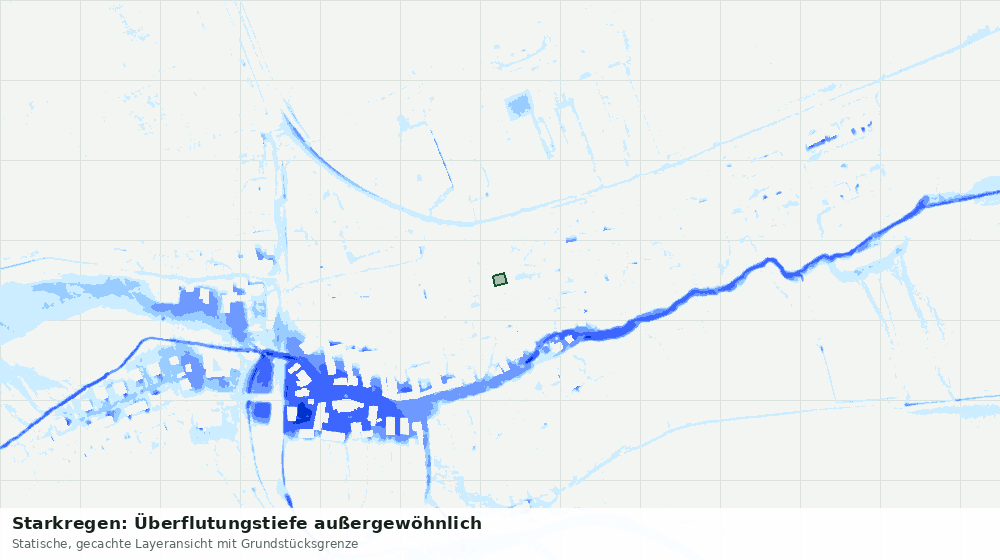 Statische Kartenansicht: Starkregen: Überflutungstiefe außergewöhnlich