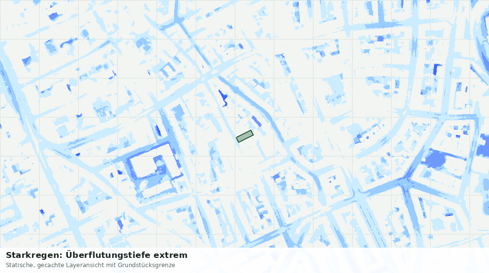 Statische Kartenansicht: Starkregen: Überflutungstiefe extrem