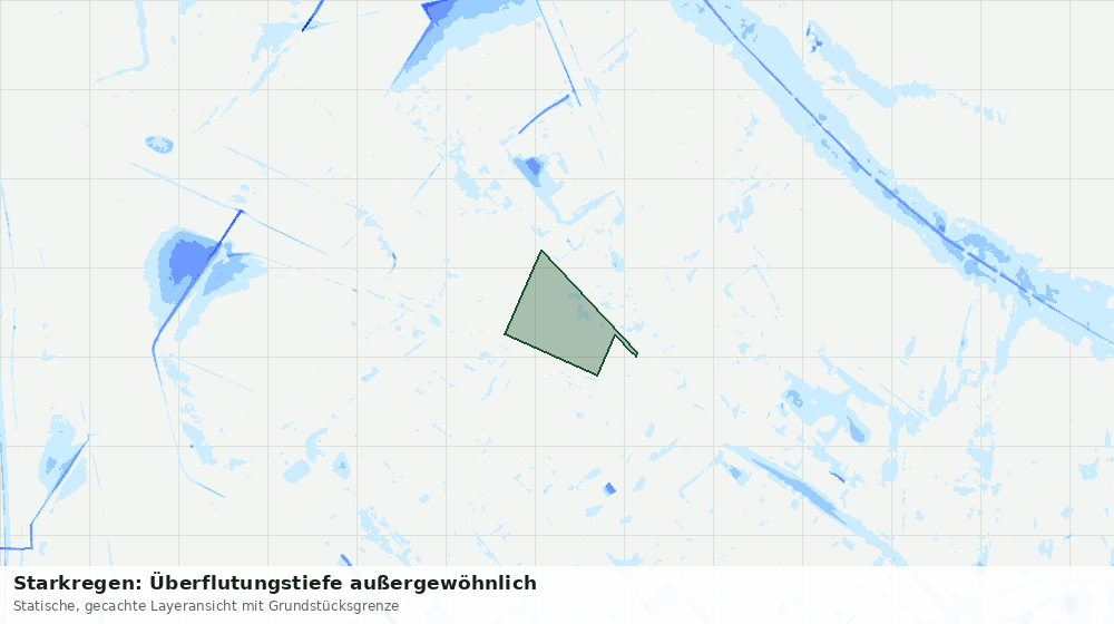 Statische Kartenansicht: Starkregen: Überflutungstiefe außergewöhnlich