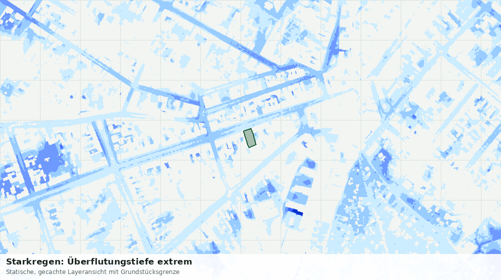 Statische Kartenansicht: Starkregen: Überflutungstiefe extrem