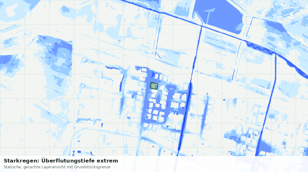 Statische Kartenansicht: Starkregen: Überflutungstiefe extrem