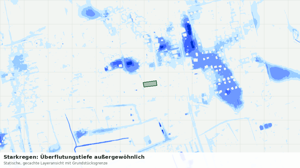 Statische Kartenansicht: Starkregen: Überflutungstiefe außergewöhnlich