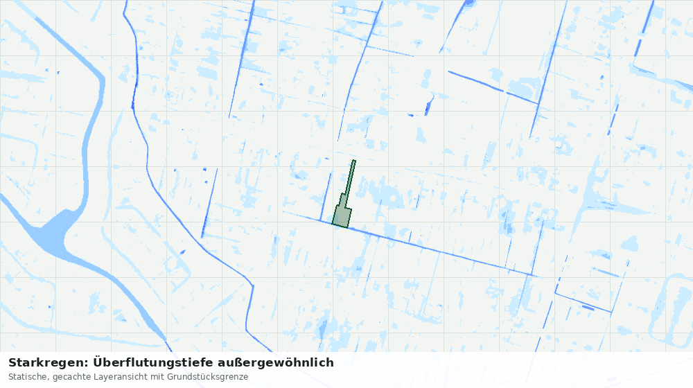 Statische Kartenansicht: Starkregen: Überflutungstiefe außergewöhnlich