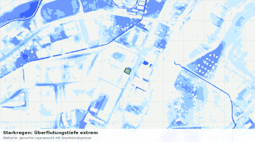 Statische Kartenansicht: Starkregen: Überflutungstiefe extrem