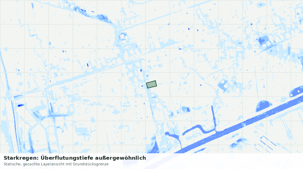 Statische Kartenansicht: Starkregen: Überflutungstiefe außergewöhnlich