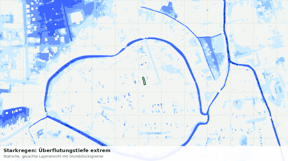 Statische Kartenansicht: Starkregen: Überflutungstiefe extrem
