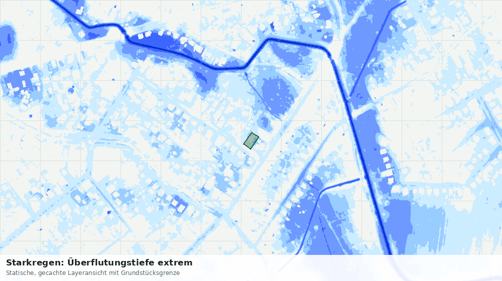 Statische Kartenansicht: Starkregen: Überflutungstiefe extrem