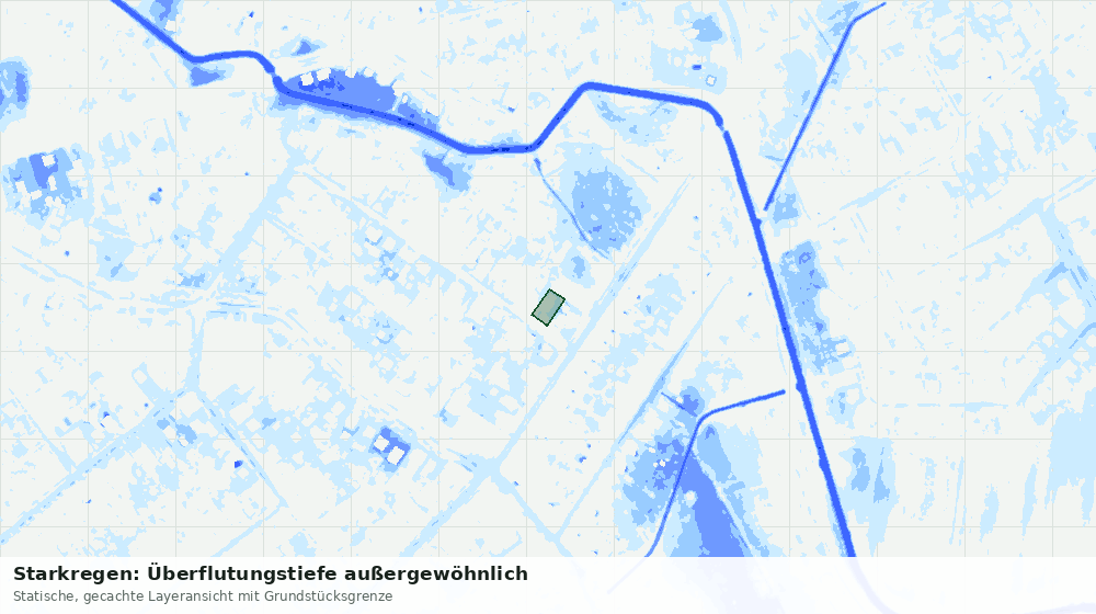 Statische Kartenansicht: Starkregen: Überflutungstiefe außergewöhnlich