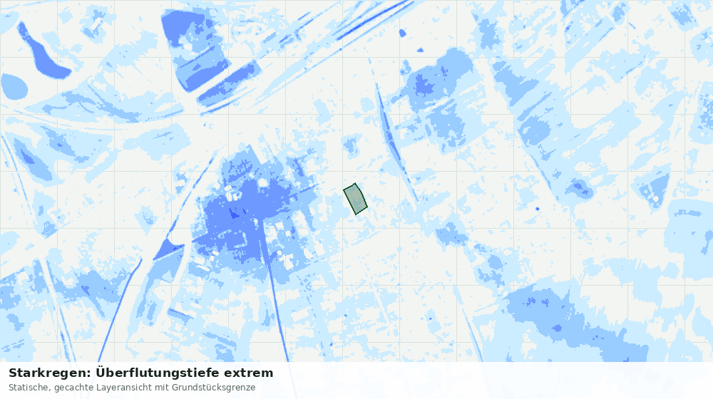 Statische Kartenansicht: Starkregen: Überflutungstiefe extrem