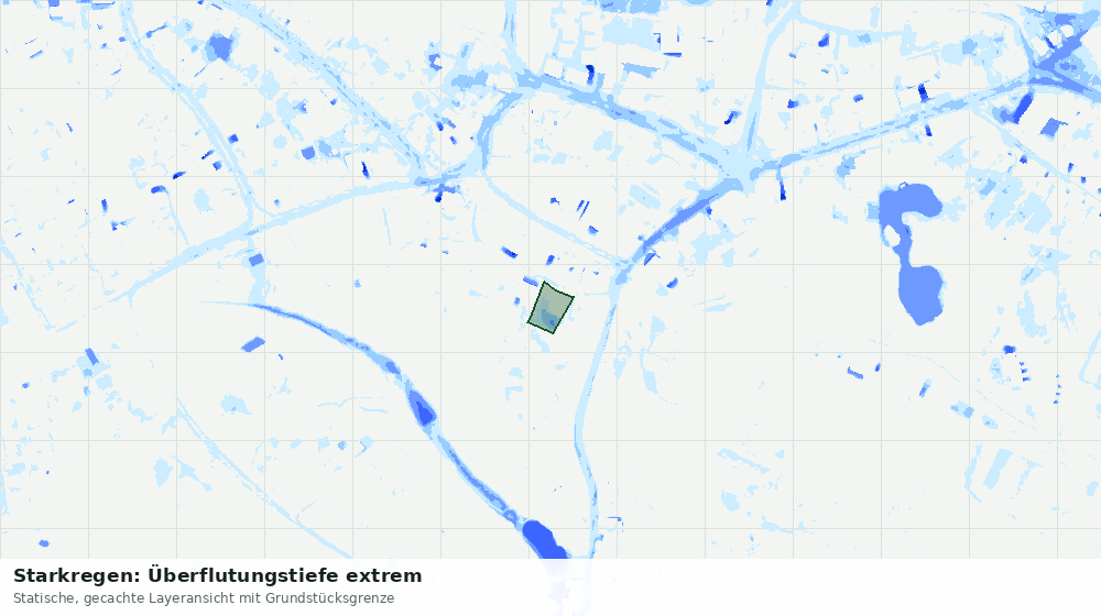 Statische Kartenansicht: Starkregen: Überflutungstiefe extrem