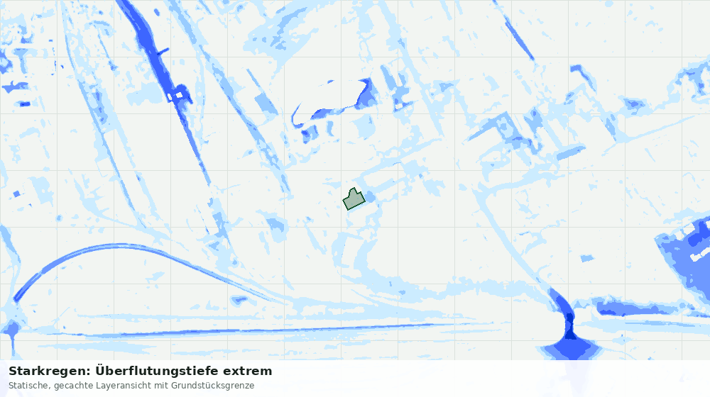 Statische Kartenansicht: Starkregen: Überflutungstiefe extrem