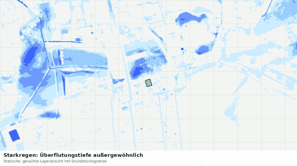Statische Kartenansicht: Starkregen: Überflutungstiefe außergewöhnlich