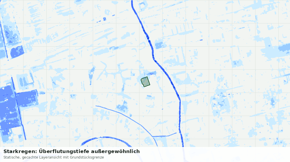 Statische Kartenansicht: Starkregen: Überflutungstiefe außergewöhnlich