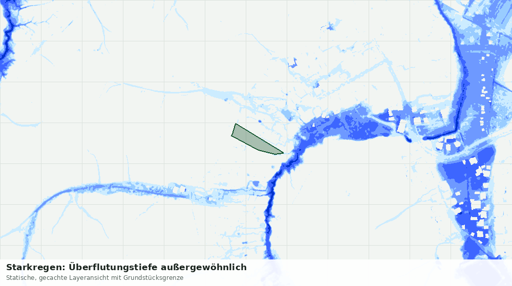 Statische Kartenansicht: Starkregen: Überflutungstiefe außergewöhnlich