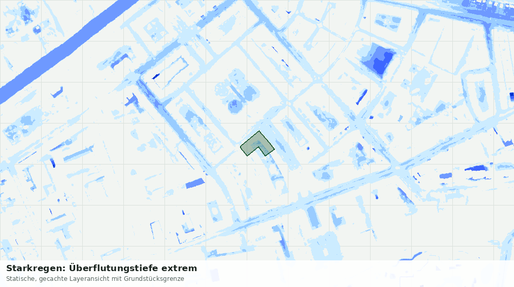 Statische Kartenansicht: Starkregen: Überflutungstiefe extrem