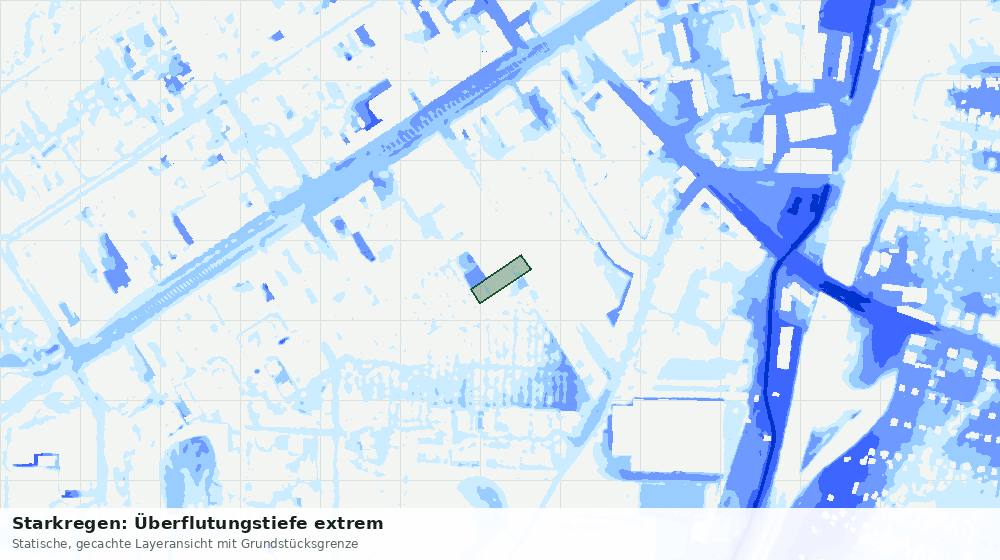 Statische Kartenansicht: Starkregen: Überflutungstiefe extrem