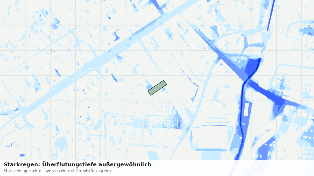 Statische Kartenansicht: Starkregen: Überflutungstiefe außergewöhnlich