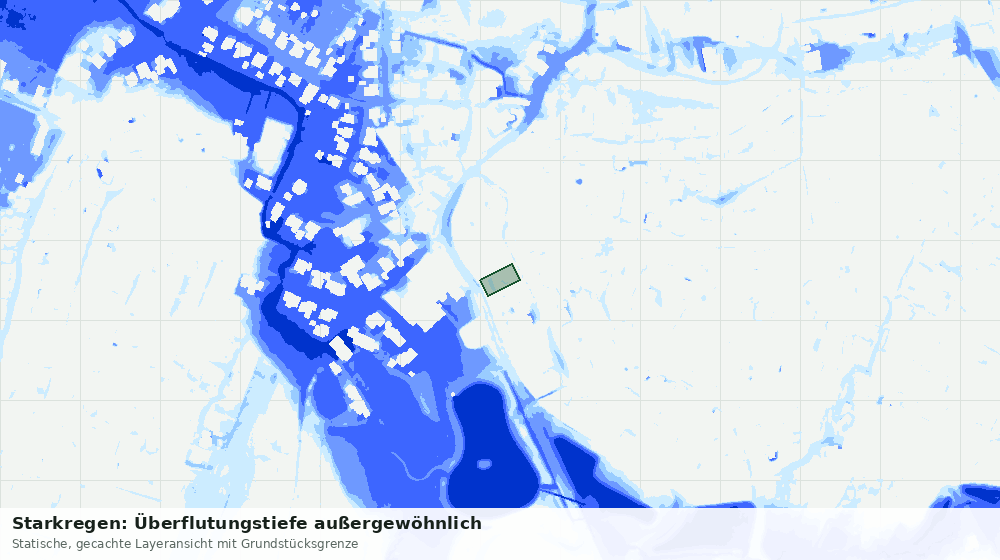 Statische Kartenansicht: Starkregen: Überflutungstiefe außergewöhnlich