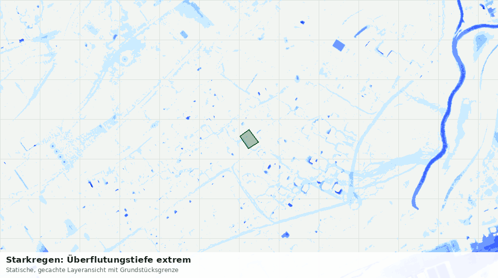 Statische Kartenansicht: Starkregen: Überflutungstiefe extrem