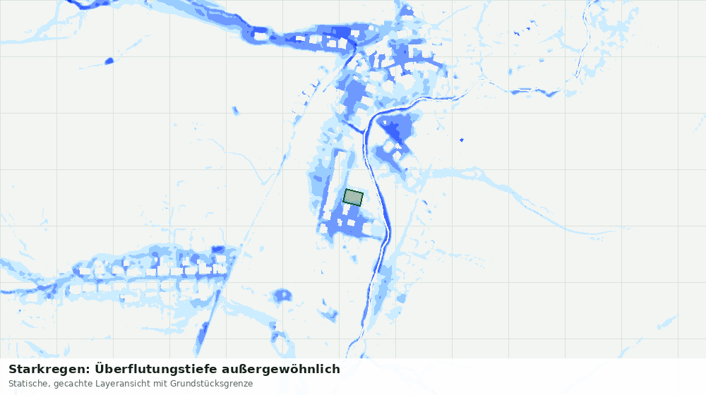 Statische Kartenansicht: Starkregen: Überflutungstiefe außergewöhnlich