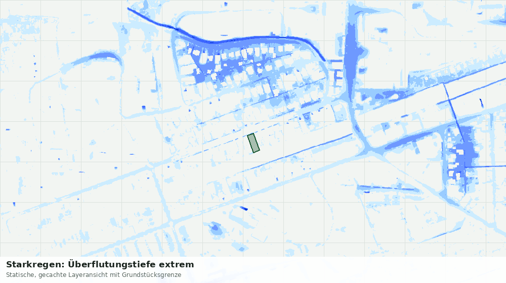 Statische Kartenansicht: Starkregen: Überflutungstiefe extrem