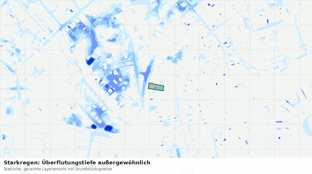 Statische Kartenansicht: Starkregen: Überflutungstiefe außergewöhnlich