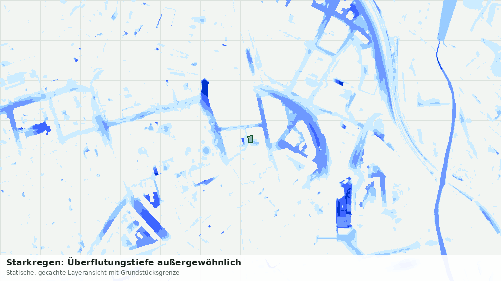 Statische Kartenansicht: Starkregen: Überflutungstiefe außergewöhnlich