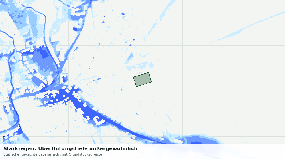 Statische Kartenansicht: Starkregen: Überflutungstiefe außergewöhnlich