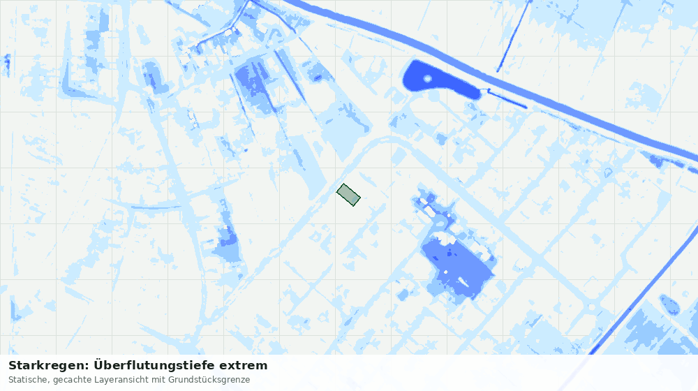 Statische Kartenansicht: Starkregen: Überflutungstiefe extrem