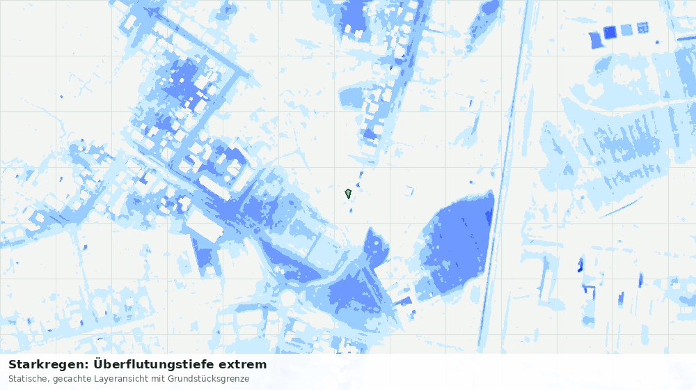 Statische Kartenansicht: Starkregen: Überflutungstiefe extrem