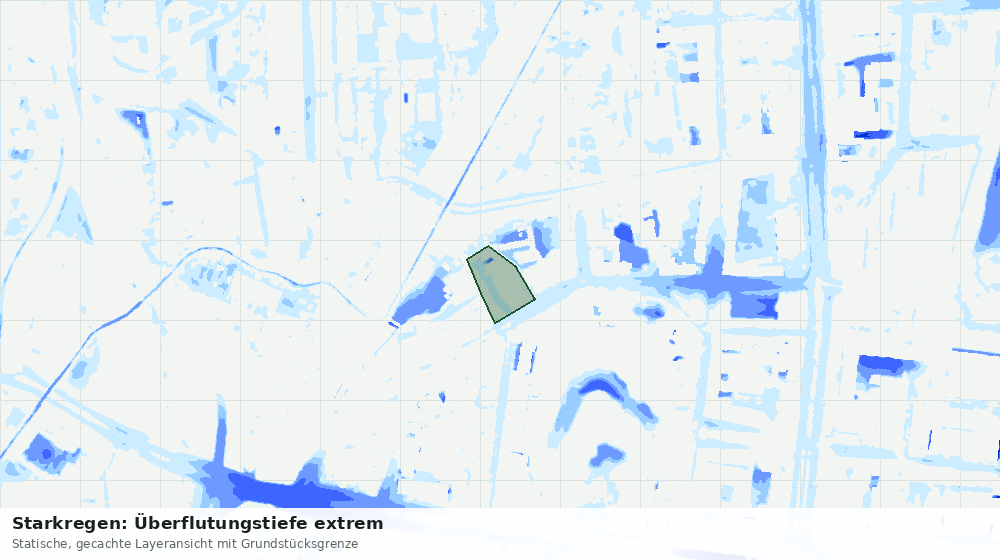 Statische Kartenansicht: Starkregen: Überflutungstiefe extrem