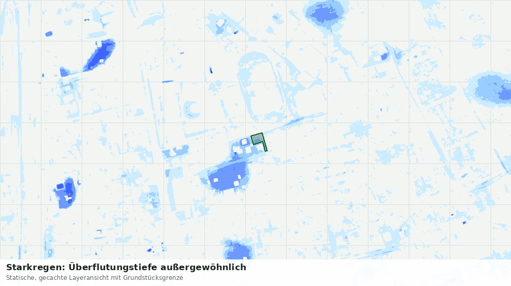 Statische Kartenansicht: Starkregen: Überflutungstiefe außergewöhnlich
