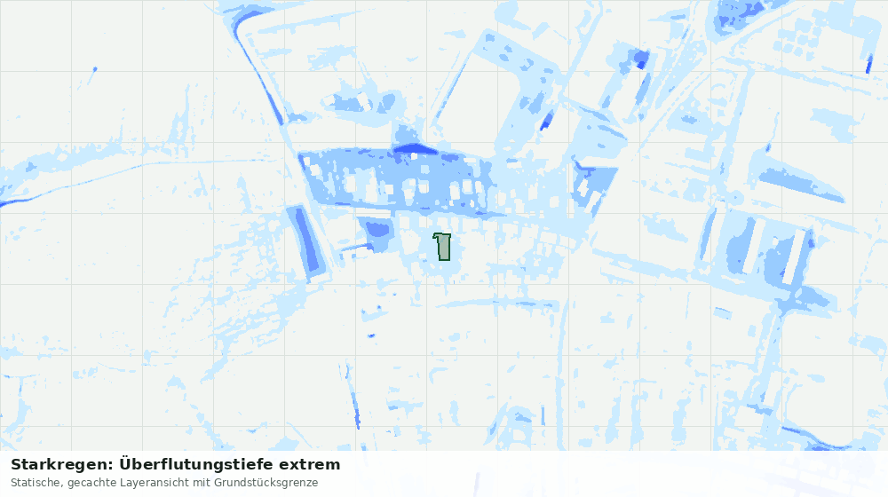Statische Kartenansicht: Starkregen: Überflutungstiefe extrem