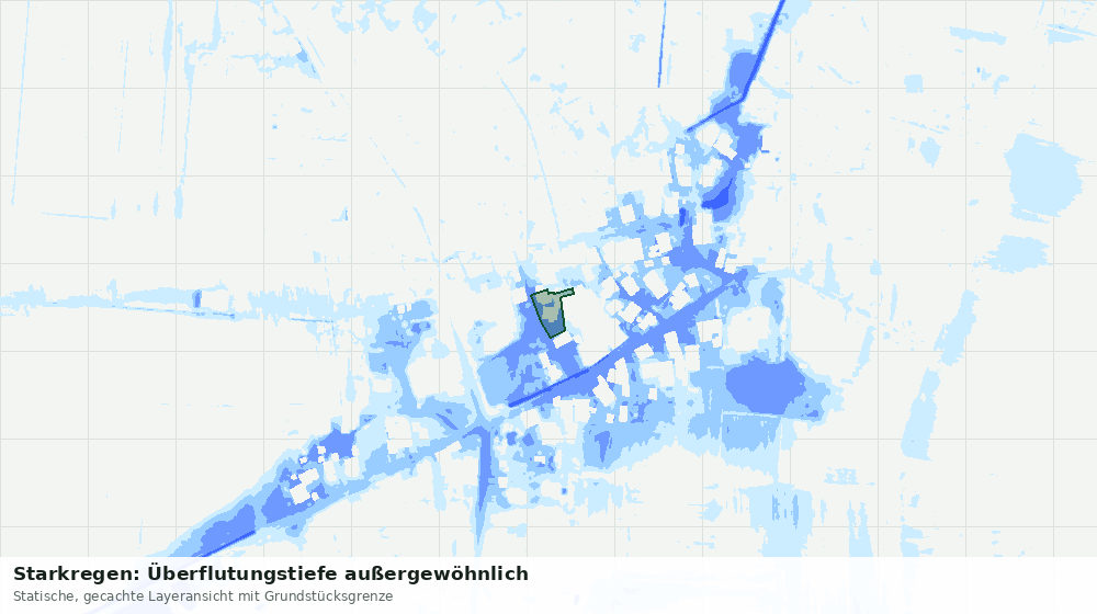 Statische Kartenansicht: Starkregen: Überflutungstiefe außergewöhnlich