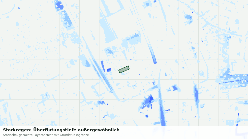 Statische Kartenansicht: Starkregen: Überflutungstiefe außergewöhnlich