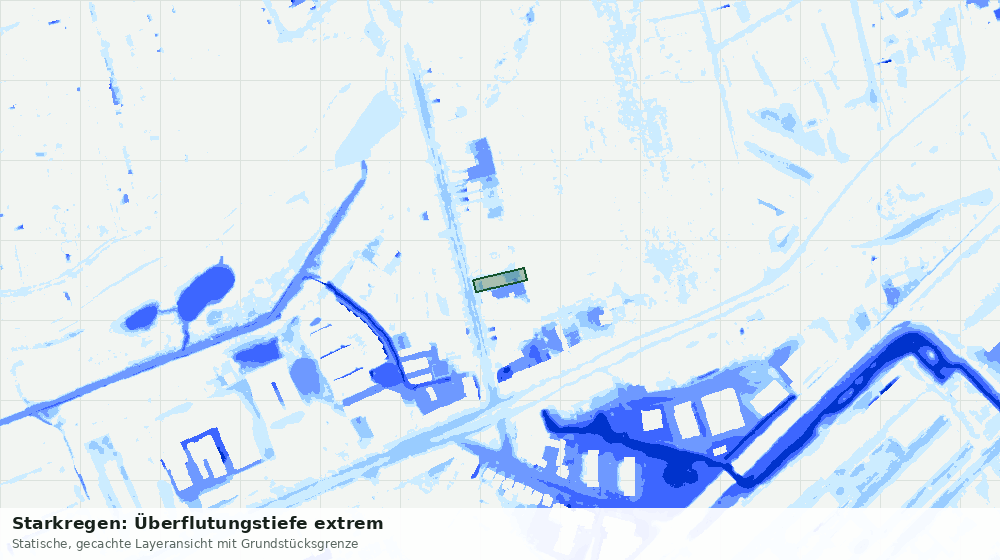 Statische Kartenansicht: Starkregen: Überflutungstiefe extrem