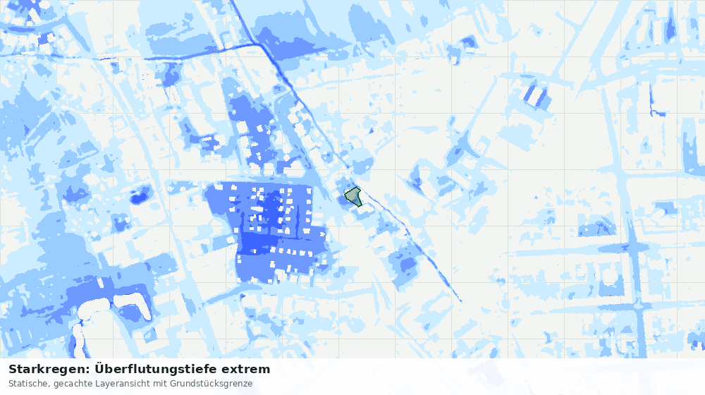 Statische Kartenansicht: Starkregen: Überflutungstiefe extrem