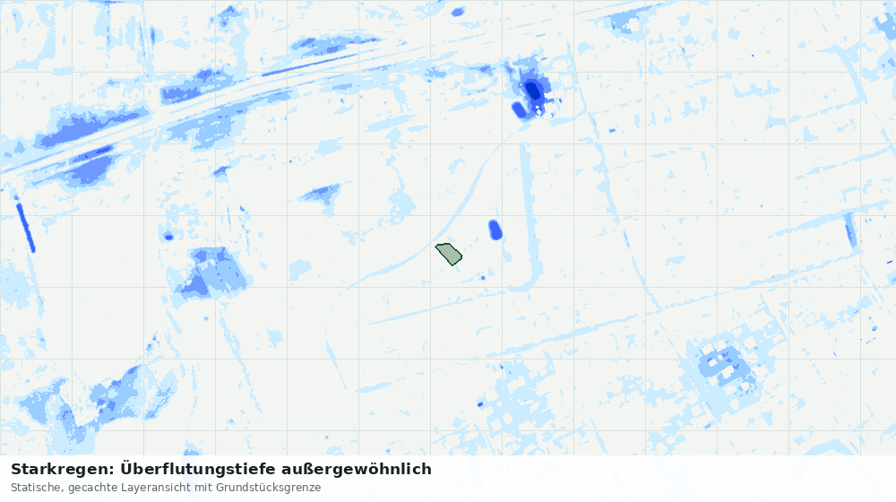 Statische Kartenansicht: Starkregen: Überflutungstiefe außergewöhnlich