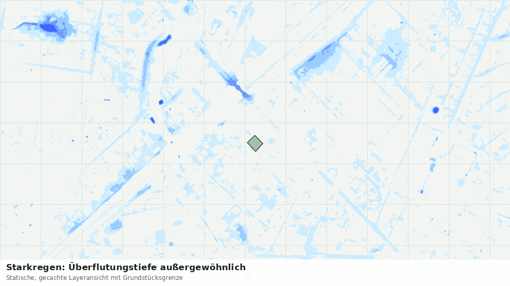 Statische Kartenansicht: Starkregen: Überflutungstiefe außergewöhnlich