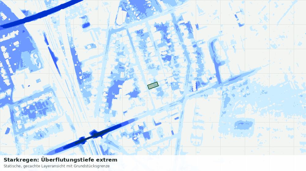 Statische Kartenansicht: Starkregen: Überflutungstiefe extrem