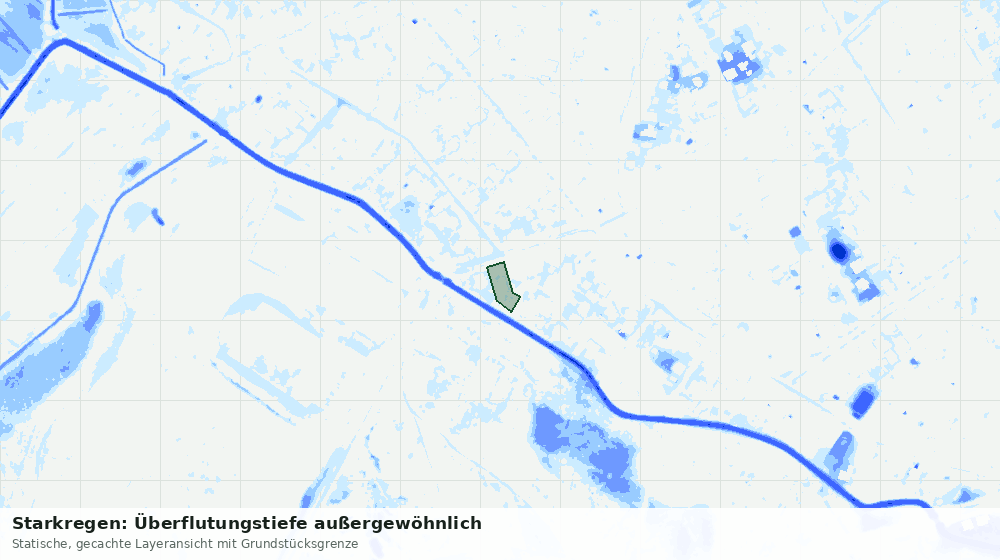 Statische Kartenansicht: Starkregen: Überflutungstiefe außergewöhnlich